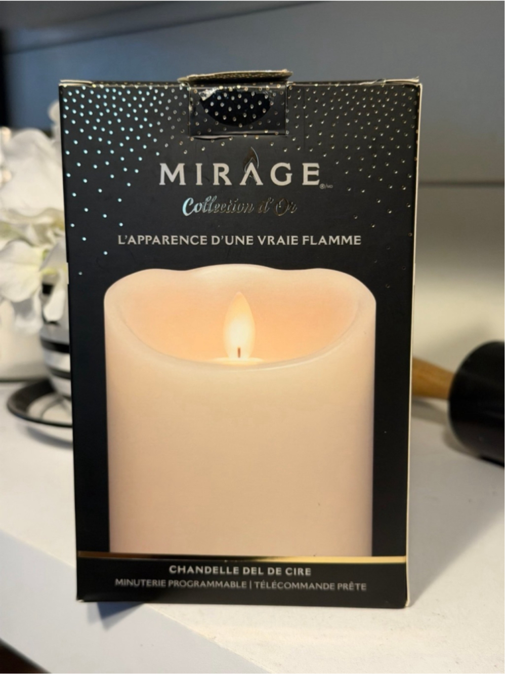 New Mirage Flameless Unscented Flickering Pillar Candle